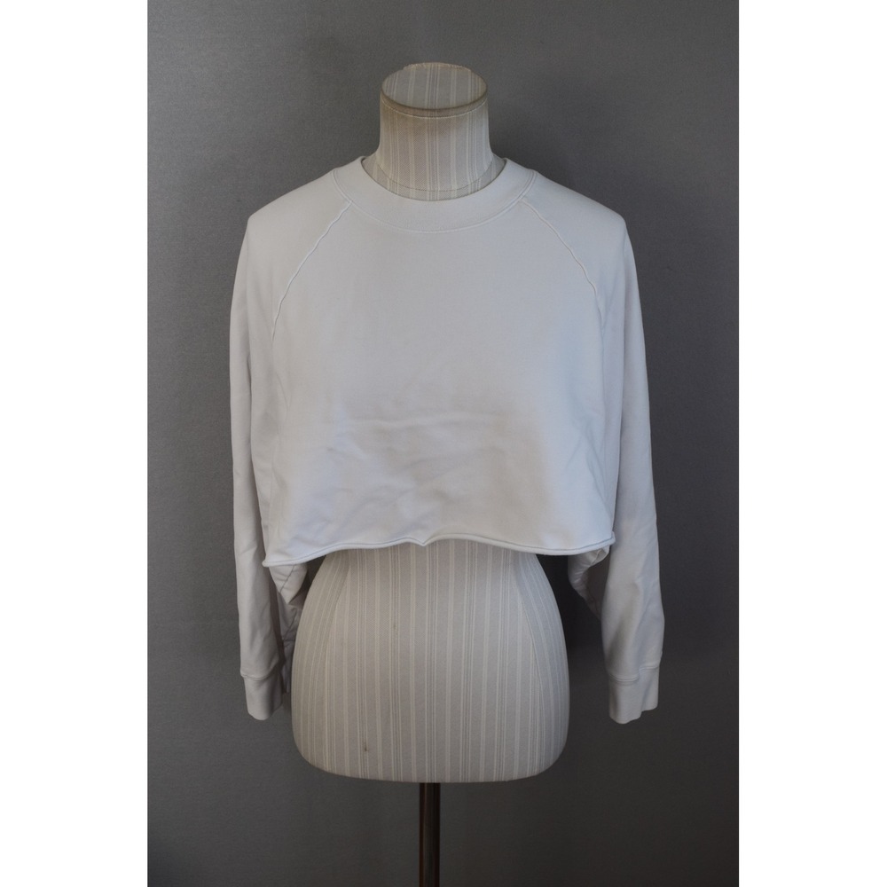Alo Yoga Extreme Cropped Sweatshirt Medium White Pullover Womens Active
